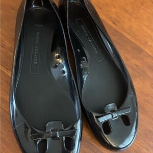 Marc Jacobs Black Jelly Bow Flats, Size 37